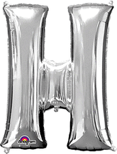 Silver Letter "H" Shaped Mylar Supershape Balloon 32 Inch